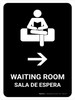 Waiting Room With Right Arrow Black Bilingual Spanish Portrait - Wall Sign Waiting Room With Right Arrow Black Bilingual Spanish Portrait - Wall Sign