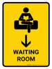 Waiting Room With Down Arrow Yellow Portrait - Wall Sign Waiting Room With Down Arrow Yellow Portrait - Wall Sign