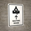 Waiting Room With Up Arrow White Portrait - Wall Sign