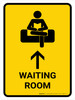 Waiting Room With Up Arrow Yellow Portrait - Wall Sign Waiting Room With Up Arrow Yellow Portrait - Wall Sign