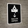 Waiting Room With Down Arrow Black Spanish Portrait - Wall Sign