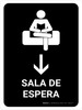 Waiting Room With Down Arrow Black Spanish Portrait - Wall Sign