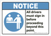 Notice: All Drivers Must Sign In - Wall Sign Notice: All Drivers Must Sign In - Wall Sign