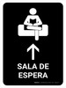 Waiting Room With Up Arrow Black Spanish Portrait - Wall Sign