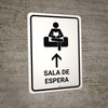 Waiting Room With Up Arrow White Spanish Portrait - Wall Sign