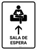 Waiting Room With Up Arrow White Spanish Portrait - Wall Sign