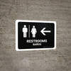 Restrooms With Left Arrow Black Bilingual Spanish Landscape - Wall Sign Restrooms With Left Arrow Black Bilingual Spanish Landscape - Wall Sign