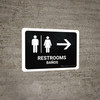 Restrooms With Right Arrow Black Bilingual Spanish Landscape - Wall Sign