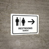 Restrooms With Right Arrow White Bilingual Spanish Landscape - Wall Sign