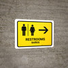 Restrooms With Right Arrow Yellow Bilingual Spanish Landscape - Wall Sign Restrooms With Right Arrow Yellow Bilingual Spanish Landscape - Wall Sign