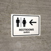 Restrooms With Left Arrow White Landscape - Wall Sign Restrooms With Left Arrow White Landscape - Wall Sign