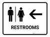 Restrooms With Left Arrow White Landscape - Wall Sign Restrooms With Left Arrow White Landscape - Wall Sign
