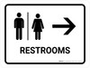Restrooms With Right Arrow White Landscape - Wall Sign Restrooms With Right Arrow White Landscape - Wall Sign