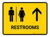 Restrooms With Up Arrow Yellow Landscape - Wall Sign Restrooms With Up Arrow Yellow Landscape - Wall Sign