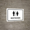 Restrooms White Landscape - Wall Sign