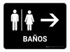 Restrooms With Right Arrow Black Spanish Landscape - Wall Sign Restrooms With Right Arrow Black Spanish Landscape - Wall Sign