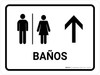 Restrooms With Up Arrow White Spanish Landscape - Wall Sign Restrooms With Up Arrow White Spanish Landscape - Wall Sign