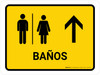 Restrooms With Up Arrow Yellow Spanish Landscape - Wall Sign