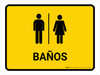 Restrooms Yellow Spanish Landscape - Wall Sign