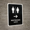 Restrooms With Right Arrow Black Bilingual Spanish Portrait - Wall Sign Restrooms With Right Arrow Black Bilingual Spanish Portrait - Wall Sign