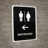 Restrooms With Left Arrow Black Portrait - Wall Sign Restrooms With Left Arrow Black Portrait - Wall Sign