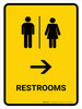 Restrooms With Right Arrow Yellow Portrait - Wall Sign Restrooms With Right Arrow Yellow Portrait - Wall Sign