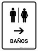 Restrooms With Right Arrow White Spanish Portrait - Wall Sign Restrooms With Right Arrow White Spanish Portrait - Wall Sign