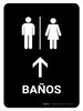 Restrooms With Up Arrow Black Spanish Portrait - Wall Sign