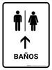 Restrooms With Up Arrow White Spanish Portrait - Wall Sign