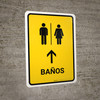 Restrooms With Up Arrow Yellow Spanish Portrait - Wall Sign Restrooms With Up Arrow Yellow Spanish Portrait - Wall Sign