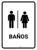 Restrooms White Spanish Portrait - Wall Sign