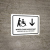 Wheelchair Assistant With Down Arrow White Bilingual Spanish Landscape - Wall Sign