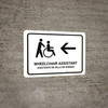 Wheelchair Assistant With Left Arrow White Bilingual Spanish Landscape - Wall Sign