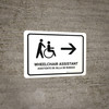 Wheelchair Assistant With Right Arrow White Bilingual Spanish Landscape - Wall Sign