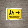 Wheelchair Assistant With Right Arrow Yellow Bilingual Spanish Landscape - Wall Sign Wheelchair Assistant With Right Arrow Yellow Bilingual Spanish Landscape - Wall Sign