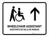 Wheelchair Assistant With Up Arrow White Bilingual Spanish Landscape - Wall Sign Wheelchair Assistant With Up Arrow White Bilingual Spanish Landscape - Wall Sign