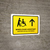 Wheelchair Assistant With Up Arrow Yellow Bilingual Spanish Landscape - Wall Sign