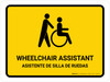 Wheelchair Assistant Yellow Bilingual Spanish Landscape - Wall Sign Wheelchair Assistant Yellow Bilingual Spanish Landscape - Wall Sign