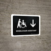 Wheelchair Assistant With Down Arrow Black Landscape - Wall Sign Wheelchair Assistant With Down Arrow Black Landscape - Wall Sign