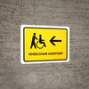 Wheelchair Assistant With Left Arrow Yellow Landscape - Wall Sign