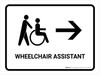 Wheelchair Assistant With Right Arrow White Landscape - Wall Sign