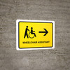 Wheelchair Assistant With Right Arrow Yellow Landscape - Wall Sign
