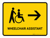 Wheelchair Assistant With Right Arrow Yellow Landscape - Wall Sign