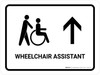 Wheelchair Assistant With Up Arrow White Landscape - Wall Sign Wheelchair Assistant With Up Arrow White Landscape - Wall Sign