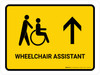 Wheelchair Assistant With Up Arrow Yellow Landscape - Wall Sign