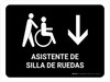 Wheelchair Assistant With Down Arrow Black Spanish Landscape - Wall Sign Wheelchair Assistant With Down Arrow Black Spanish Landscape - Wall Sign