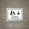 Wheelchair Assistant With Down Arrow White Spanish Landscape - Wall Sign Wheelchair Assistant With Down Arrow White Spanish Landscape - Wall Sign