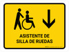 Wheelchair Assistant With Down Arrow Yellow Spanish Landscape - Wall Sign