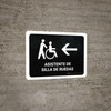 Wheelchair Assistant With Left Arrow Black Spanish Landscape - Wall Sign