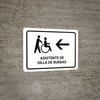 Wheelchair Assistant With Left Arrow White Spanish Landscape - Wall Sign